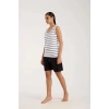 Kadın Kalın Askılı Beyaz Şortlu Pijama Takımı