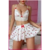 Kadın Kirazlı Fiyonklu Seksi Kostüm
