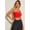 Kadın Kırmızı Tek Omuz Crop Büstiyer