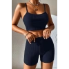 Kadın Lacivert Kaşkorse Şortlu Crop Atlet Takım Esnek Kumaş Yüksek Bel