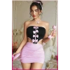Kadın Pembe Ekose Etekli Seksi Kostüm