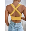 Kadın Sarı Çapraz Sırt Detaylı Şık Crop Top Büstiyer