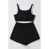 Kadın Siyah Askılı Crop Top Ve Şortlu Gecelik Takım