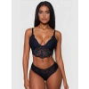 Kadın Siyah Dantel İşlemeli Bralet Slip Takımı Premium İç Giyim
