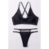 Kadın Siyah File Detaylı Özel Bikini Takımı