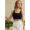 Kadın Siyah Kalın Askılı Crop Top Büstiyer