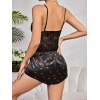 Kadın Siyah Kırmızı Kalp Desenli Saten Şortlu Pijama Takımı
