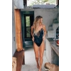 Kadın Siyah Saten Dantel İşlemeli Tulum Gecelik Şık Askılı Gece Giyim