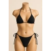 Kadın Siyah Yandan Ve Boyundan Bağlamalı Bikini Mayo Takımı