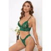 Kadın Yeşil Çapraz Sırt Detaylı Bralet Takımı Şık Rahat İç Giyim Seti