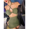Kadın Yeşil Club Gece Elbisesi Şık Tasarım