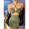 Kadın Yeşil Club Gece Elbisesi Şık Tasarım