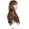 Kahküllü Uzun Dalgalı Fiber Sentetik Peruk - Kahve Karamel