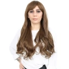 Kahküllü Uzun Dalgalı Fiber Sentetik Peruk - Kumral