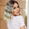 Kahverengi / Beyaz Platin Ombreli Küt Tül Peruk