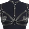 Kalp Detaylı Deri Vücut Harness Takımı Siyah