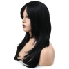 Katlı Kesim Perçemli Düz Fiber Sentetik Orta Boy Peruk - Siyah