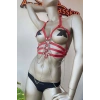 Kırmızı Deri Harness Fantazi Giyim