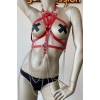 Kırmızı Göğüs Üzeri Seksi Erotik Harness