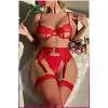 Kırmızı Midye Seksi Jartiyer Takım