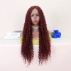 Kızıl Kahve Uzun Kıvırcık Dalgalı Fiber Sentetik Tül Peruk