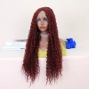 Kızıl Kahve Uzun Kıvırcık Dalgalı Fiber Sentetik Tül Peruk