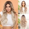 Kumral Beyaz Platin Ombre ve Röfleli Tül Peruk