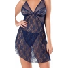 Lacivert Tül Mini Kadın Fantezi Gecelik