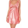 Mercan Saten Mini Gecelik Zarif Kadın Gece Elbisesi