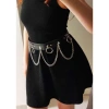 Metal Halkalı Zincir Detaylı Gotik Harness Kemer