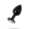 Metal Şeffaf Taşlı Siyah Anal Plug Orta Boy