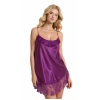 Mor Saten Mini Gecelik Zarif Kadın Gece Elbisesi