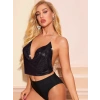 Parlak Siyah Crop & Bluz Kolsuz Kayık Yaka Zırh Büstiyer
