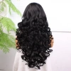 Siyah Bebek Saçlı Fiber Sentetik Dalgalı Tül Peruk