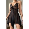 Siyah Butterfly Lace Kelebek İşlemeli Tül Fantezi Gecelik