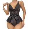 Siyah Dantel İşlemeli Kurdelalı Fantezi Tül Babydoll