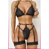 Siyah Göğüs Dantelli Seksi Jartiyer Takım