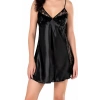 Siyah Saten Mini Gecelik Zarif Kadın Gece Elbisesi