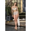 TRANSPARAN BOLERO, SÜTYEN VE BOXER TAKIM EKRU (MGP31433)