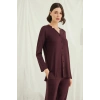 Uzun Kollu Boydan Düğmeli V Yaka Pijama Takımı