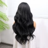 Uzun Siyah Su Dalgalı Fiber Sentetik Tül Peruk