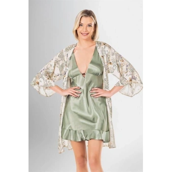 2 Li Kısa Sabahlık Takımı Desenli