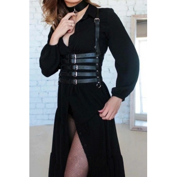 5 Sıralı Deri Kemer Ve Choker Takım - Brf609