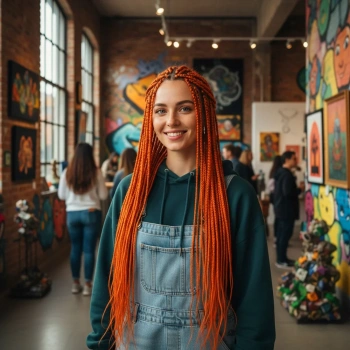 Afrika Örgüsü Ve Rasta İçin Sentetik Saç - Turuncu