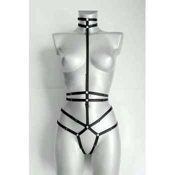 Ağ Kısmı Açık Seksi Jartiyer Harness - Brf370