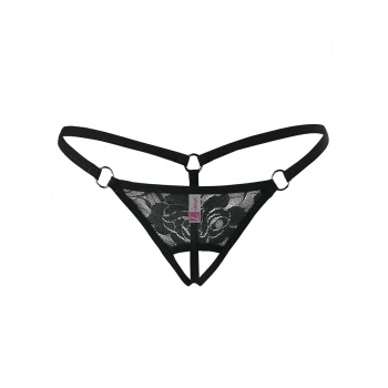 Ağı Açık Siyah Dantelli Fantezi İç Çamaşırı G String