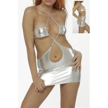 B060948 Lame Mini Elbise