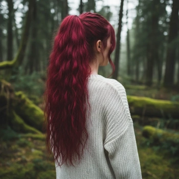 Bağlamalı Kabarık Dalgalı At Kuyruğu - Kızıl