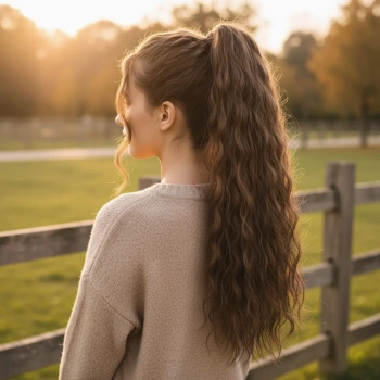 Bağlamalı Kabarık Dalgalı At Kuyruğu - Kumral