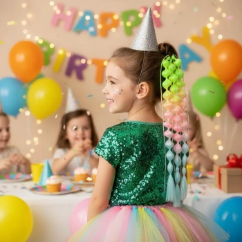 Balon Örgülü Simli Lastikli At Kuyruğu - ACM27